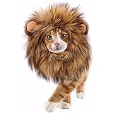 猫のペット ハロウィン コスプレ 帽子 猫ライオンの変装 犬猫用コスプレ 犬 ライオン 調節可能着脱簡単(イエローブラウン,S)