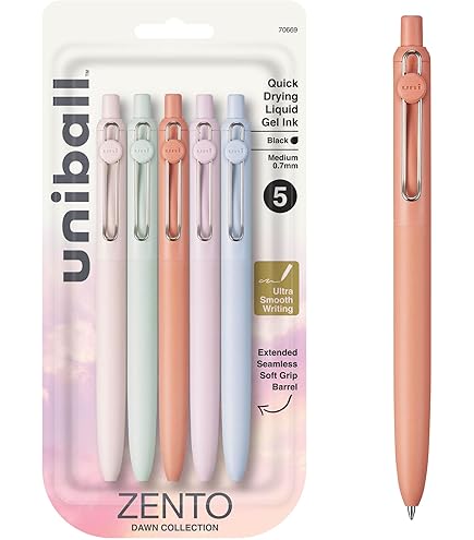 Amazon | uni-ball Zento ゲルインクローラーボールペン、4本の黒の