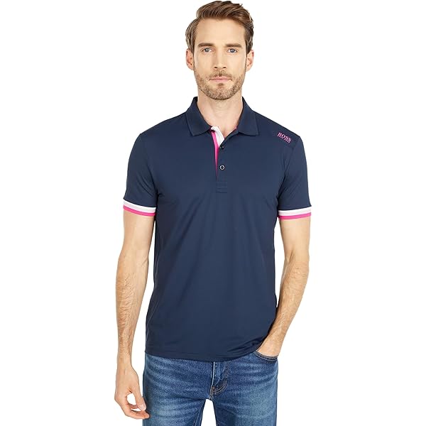 Amazon | BOSS メンズ パディ ポロシャツ, ネイビー, 3X-Large