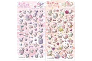 2枚セットうるちゅる ポップシール クロミ ぷっくりリトルツインスターズ/マイメロディ 子供DIY用 日記帳用 貼り付け可能 手芸用品 スマホケース 手帳 diy 贈り物 (H)