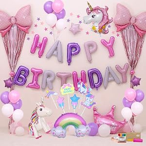 風船 誕生日バルーン 飾り付け ユニコーン 風船 セット Happy Birthday パーティー 豪華で大容量 女性…