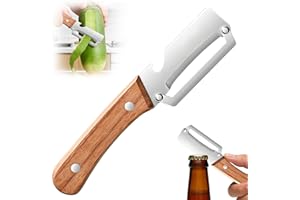 Multi-Functional Vegetable Peeler for Kitchen, Stainless Steel Sharp Blades Carrot Potato Peeler with Wooden Handle and Bottle Opener Kitchen Tool for Fruit Veggie Pumpkin Papaya Zucchini (1 Pcs)