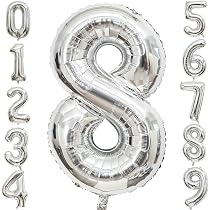Amazon | 40インチ 数字バルーン シルバー 誕生日風船 数字8アルミ風船