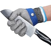 ThreeH Cut Resistant Gloves Stainless Steel 316L Wire Mesh Butcher Gloves Level 5 Protection Working Glove GL09 XS(One piece)