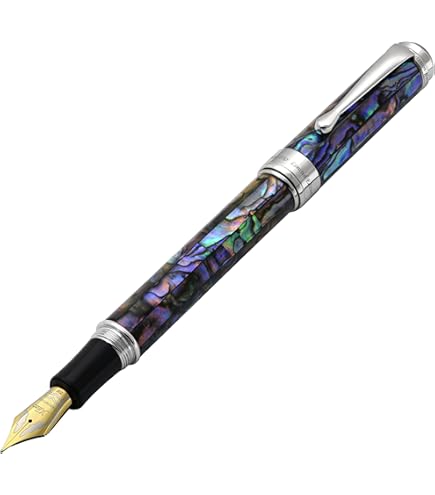 Amazon | Xezo Maestro ブラックマザーオブパール万年筆、細字