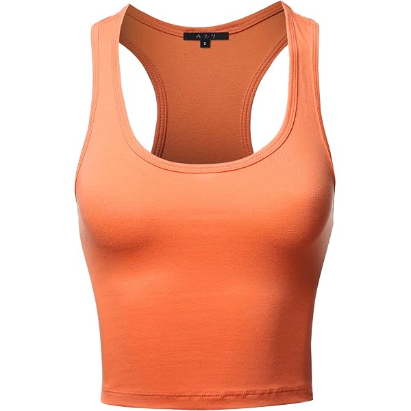 OThread & Co. Women's Basic Stretchy Crop Tank Top - Scoop Neck Sleeveless, Medium, Black - View #10