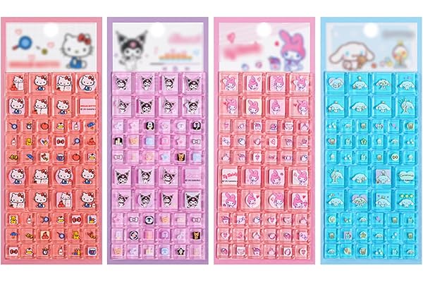 タイルシール シール ぷくぷく ぷっくり 1/2/4 枚 3D 再剥離可能 PVC 材質 励ましステッカー 手帳/携帯電話ケースデコレーション 子供クリエイティブ DIY に最適 人気 プレゼント (セット7（4 枚入り）) [並行輸入品]