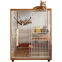 Amazon | 【公式】 ieneko 猫 ケージ 2段 キャットケージ 木製｜大型