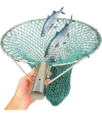 Amazon | Mirakasa タモ網 大型 漁網 大容量 大口径直径100cm ソリッド