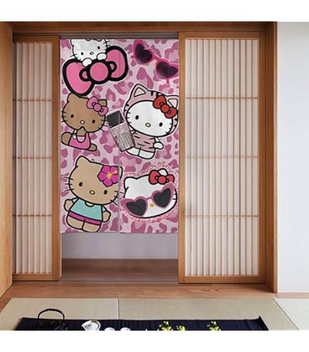 Amazon｜ハローキティ ヒョウ柄 のれん 洗える 暖簾 和風 目隠し 遮光