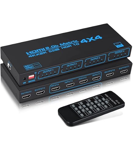 Amazon | ビデオスイッチャー 4K 60Hz KVM HDMI対応 4X2マトリックス 4