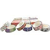 【セット品】マスキングテープ 花柄 ぼかし柄 可愛いデザイン 和紙 日記手帳飾り付け 6ロールセット