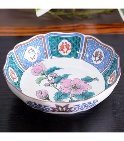 Amazon.co.jp: 橘吉 たち吉 赤絵 花絵唐草盛鉢 取り皿揃 銘々皿