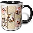 (330ml Two-Tone Black Mug) - 3dRose mug_79405_4 Peter Rabbit Vintage Collage Art Stories Two Tone Black Mug, 330ml, Black/Whi