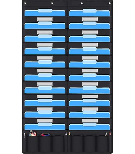 Amazon | 書類収納 壁掛けポケット A4サイズ収納でき 20ポケット 6個筆