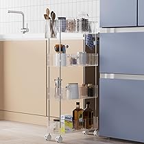 スタイリッシュ＆機能的！3段スリムキッチン収納ラック Amazon.co.jp: VECELO キッチンワゴン (スリム) キャスター付き 3段