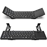 iClever キーボード 折り畳み Bluetooth タッチパッド搭載 スタンド一体式 3つデバイス同時切替可能 ミニキーボード アルミ Windows Android iOS Mac 対応 IC-BK08SE ブラック