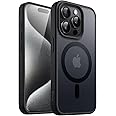 JEDirect Magnetic Case for iPhone 15 Pro 6.1 Inch Compatible with MagSafe Translucent Matte Back Thin Shockproof Cover (Black)