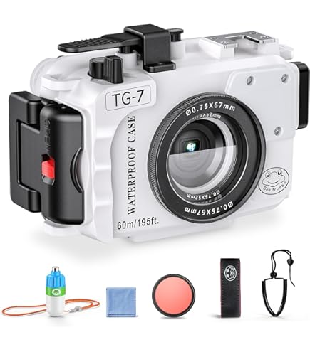 Sea frogs Camera Housing Compatible with Olympus TG7, with Red