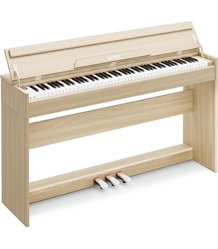 電子ピアノ 88鍵 ハンマーアクション 木製アップライト 一体型自動閉合カバー Amazon | KIMFBAY 電子ピアノ 88鍵盤 ハンマーアクション鍵盤