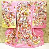 【紗綾型綸子熨斗・毬・金駒刺繍・ﾋﾟﾝｸ】 女児　初着　祝着 のしめ 産着 女の子のお宮参り着物 高級 フードセットプレゼント付