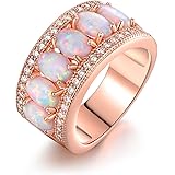 Barzel Rose Gold Plated Oval-Cut Created Fire Opal & Cubic Zirconia Ring