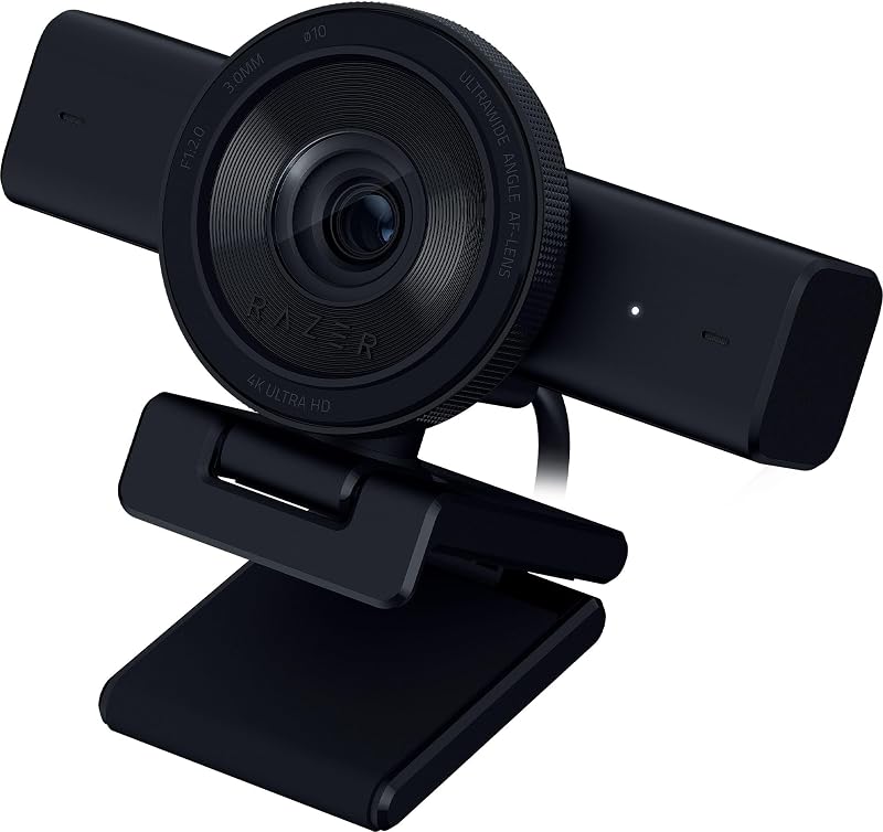 Razer Kiyo V2 Streaming Webcam, 4K, 30 FPS Crystal, Clear Video, 1080p, 60 FPS AI, Auto Framing, Built-in Microphone, 93°, Ultra Wide Angle Lens, 8.3 MP, Sony Starvis Sensor, One-Click Image