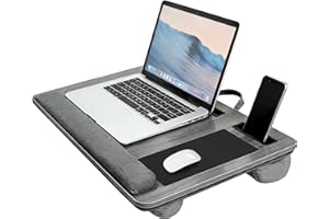 WSKLY(ワスクリ) 膝上テーブル PC クッションテーブル マウスパッド・クッション付き 軽量 持ち運び便利 両面用 寸法は55×34 ポータブル ベッド・ソファー・車・ オフィス用 在宅勤務 ノートパソコンデスク(大型) (グレー, 1個)