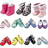 TOYYSB 6 Pairs of Doll Shoes Include Boots Leather Shoes Fits 18 Inch American Girl Doll