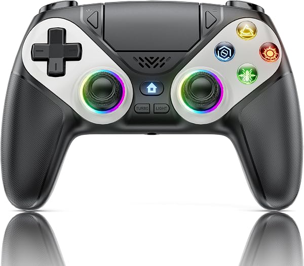 PS5コントローラー PS5 Pro/Slim/PC対応 デュアル振動 マクロ Turbo連射機能 Bluetooth 無線/有線接続 RGBライト 6軸モーションセンサー搭載 ホール効果スティック 3.5mmオーディオジャック スピーカー内蔵 ワイヤレス ゲームパッド - 1