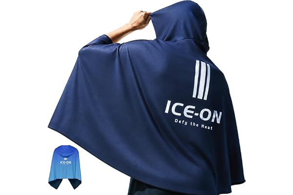[JOYICAR] 冷感ポンチョ 【-18℃瞬間冷感UVカット】 PCM素材 マスク付き アイスポンチョ 抗菌防臭 高通気性 冷感シート サッカー テニス ランニング スポーツ観戦 暑さ・熱中症対策 男女兼用 150×84cm