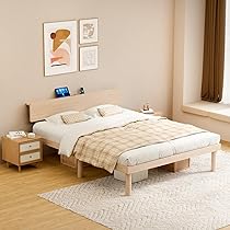 Amazon｜Z-HOM シングルベッド ベッドフレーム 棚付き 天然パイン材