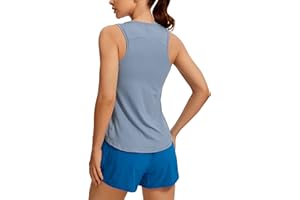 CRZ YOGA Lightweight Tank Top for Women Racerback Sleeveless Workout Tops High Neck Athletic Running Shirts