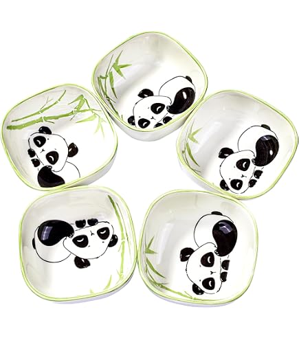 LANHUTHS Bamboo Chopsticks Gift Set - 5 Pairs With Ceramic Panda Holders, 8.8 Inch