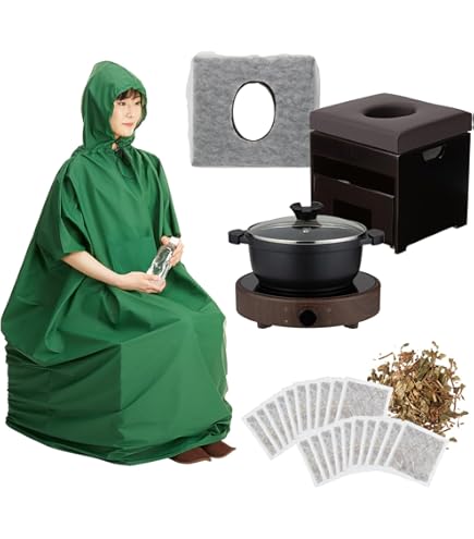Amazon | よもぎ蒸し セット 5品【日本製/家具職人の手作り】椅子 長袖 