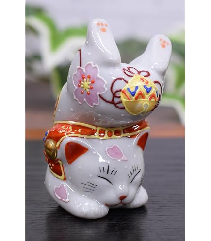 Amazon.co.jp: 和座の蔵 おしゃれ 開運 招き猫 置物 九谷焼 困難克服