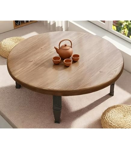 Amazon｜岩附 ローテーブル 折りたたみ 円形 幅75cm 木製 ちゃぶ台 丸