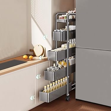 キッチンスペースの有効活用　キャスター　カート　収納 キッチンワゴン キャスター付き スリム 収納棚 収納ワゴン 収納