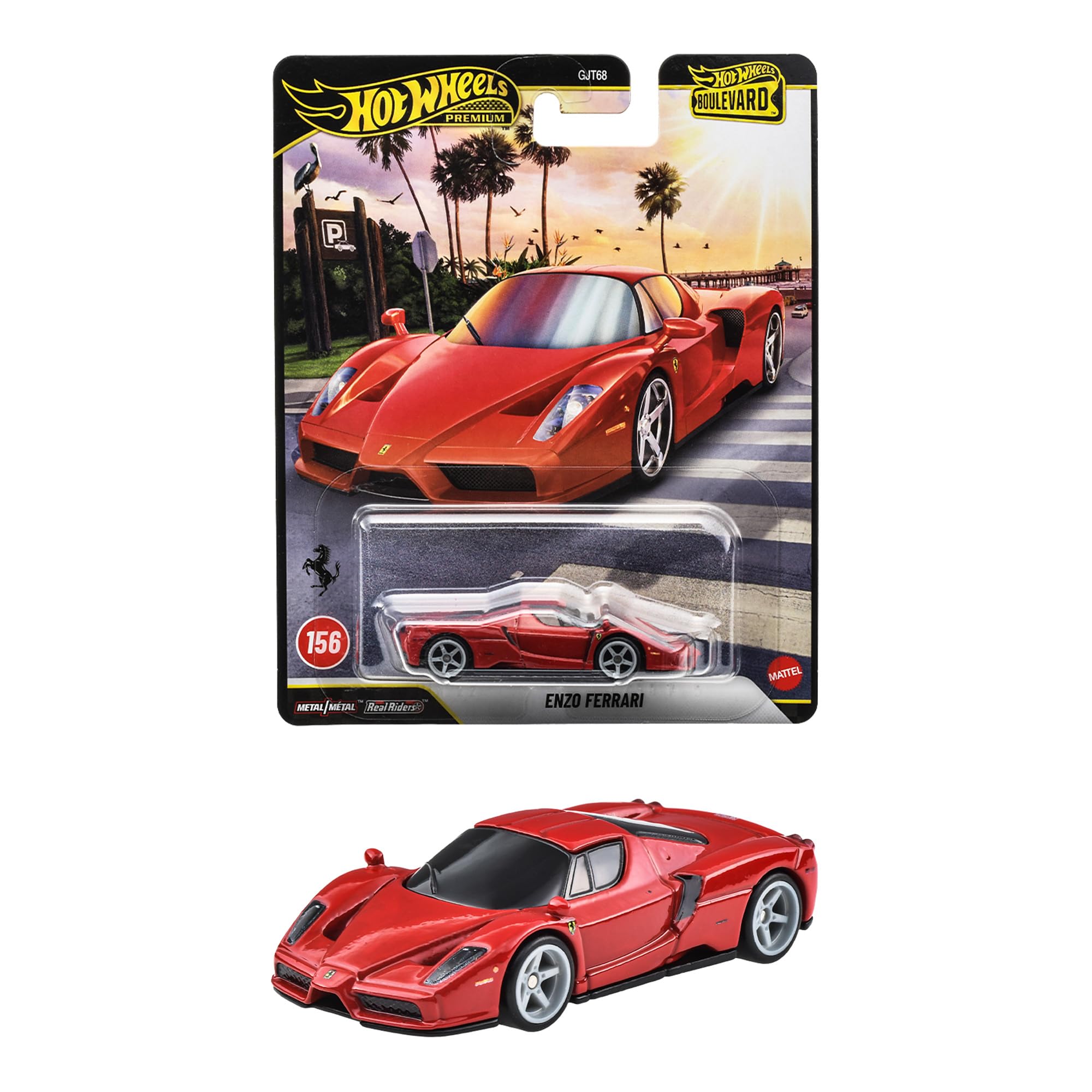 ホットウィール(Hot Wheels) ブールバード エンツォ・フェラーリ ミニカー 1:64スケール 3歳から JHW22 | Real Riders™タイヤ・Metal/Metal™仕様・1:64スケール・ブールバードシリーズ・V12ミッドシップ