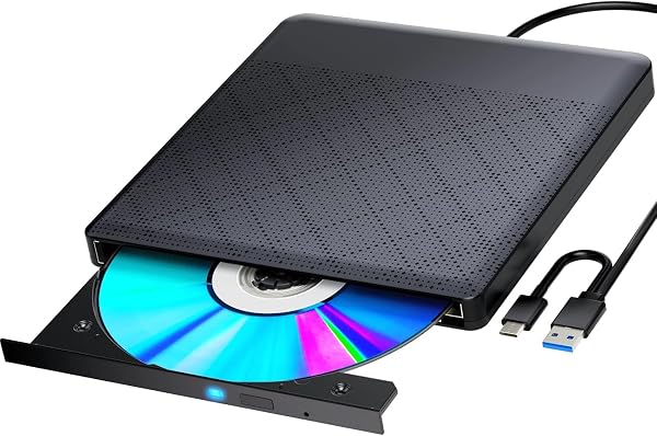 External Blu-ray Drive, Blu-ray Player, Playback and Read Books, Usb-a and (Tp-C) BD, DVD/CD Player, External Blu-ray Drive, Compatible with Blu-ray Discs, WIN7-11/MAC, Blu-ray Drive (Black) - 1