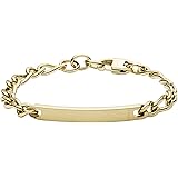 Fossil Men's Plated Stainless Steel Engravable Personalized Gift ID, Chain or Cuff Bracelet for Men