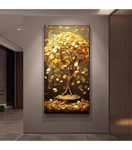 Amazon.co.jp: アートパネル 玄関 金運アップお 幸運の木風水絵