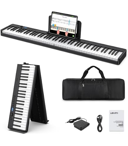 Amazon | HZDMJ 電子ピアノ 88鍵盤 折り畳み式 電子 ピアノ 充電型