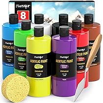 Amazon | JusArt アクリル絵の具 8色セット 大容量 500ML