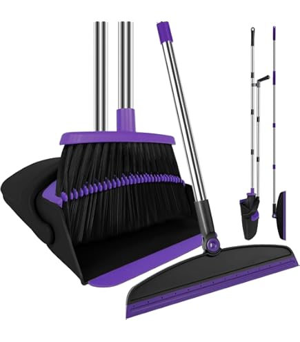 Upgrade Broom And Dustpan Set 3 In 1 Cleans Broom Combo Upright Broom And Dustpan Combo With 51 Long Extendable Handle For Home Kitchen Room Office Lobby Floor Use Red White - View #8