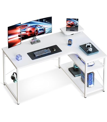 VECELOパソコンデスク L字デスク電源コンセント付き 117×80×74cm