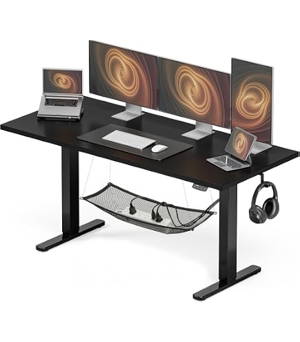 Amazon | CubiCubi 電動 昇降デスク 幅140cm 奥行60cm 昇降式デスク