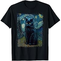 Amazon | 星月夜 ヴィンセント・ヴァン・ゴッホ 黒猫 レトロ絵画 猫 T