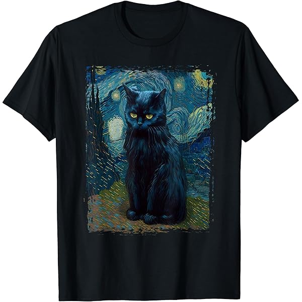 Amazon.co.jp: ゴッホ 黒猫 ひまわり おもしろ猫 Tシャツ : ペット用品