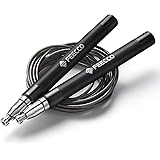 FEECCO Speed Jump Rope - Self-Locking Design for Quick Adjustment, 360-Degree Spin, Metal Handles with Silicone Grip for the 